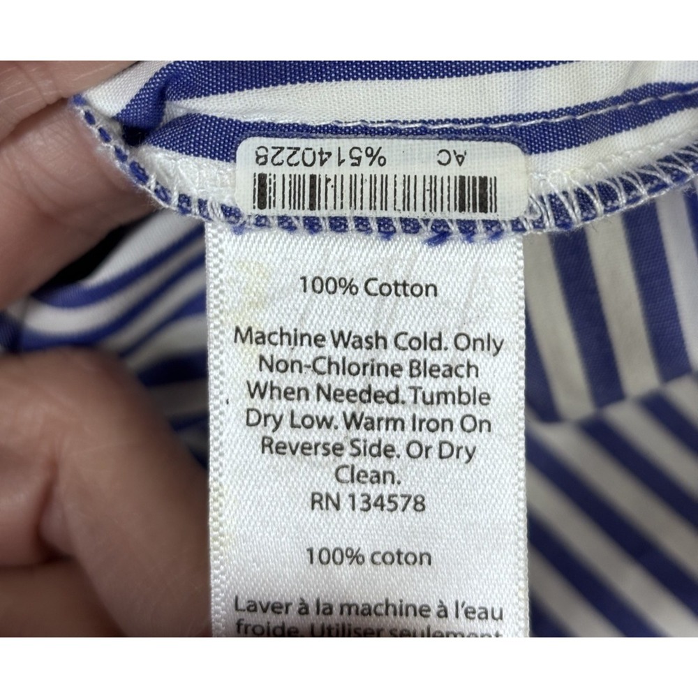 Vineyard Vines Stripe Blouse M Blue White Cotton Coastal Preppy Capsule Chic - Picture 9 of 9